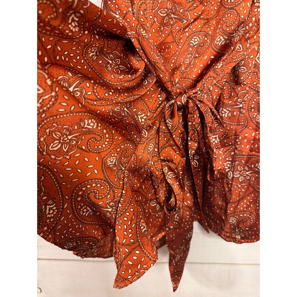 VICI Paisley Print Button Down Kimono Sleeve Shirt Dress Rust‎ S - Picture 3 of 8